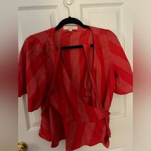 Red Loft wrap shirt. Cropped. Size LPetite